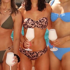 Leopard Print Strapless Tie Bikini